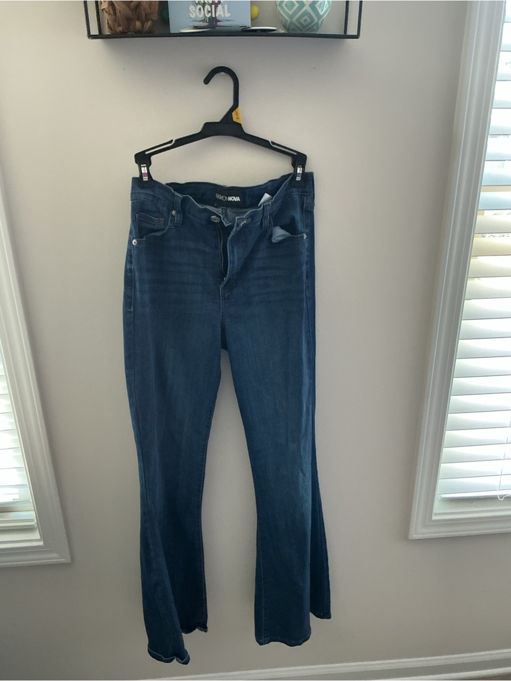 Fashion Nova Women's Dark Blue Flare Jeans